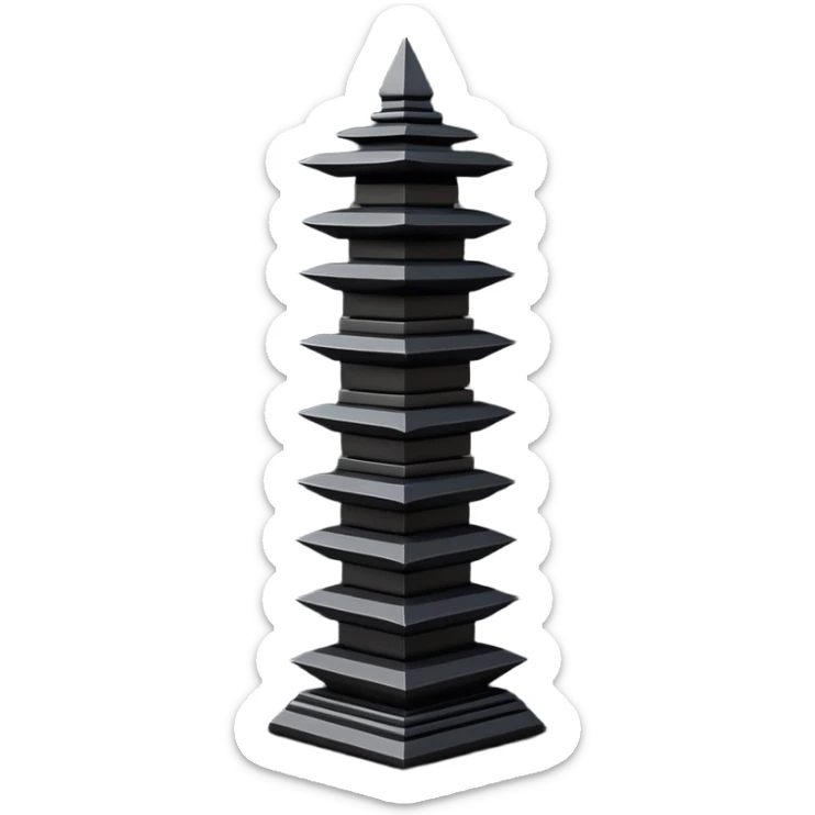 Minimal emoji, avant-garde gothic fashion totem made of stacked black metal elements, “FORTUNA” engraved vertically, editorial runway object aesthetic, heavy sculptural design, no glow, no neon, flat emoji style, centered, transparent background sticker