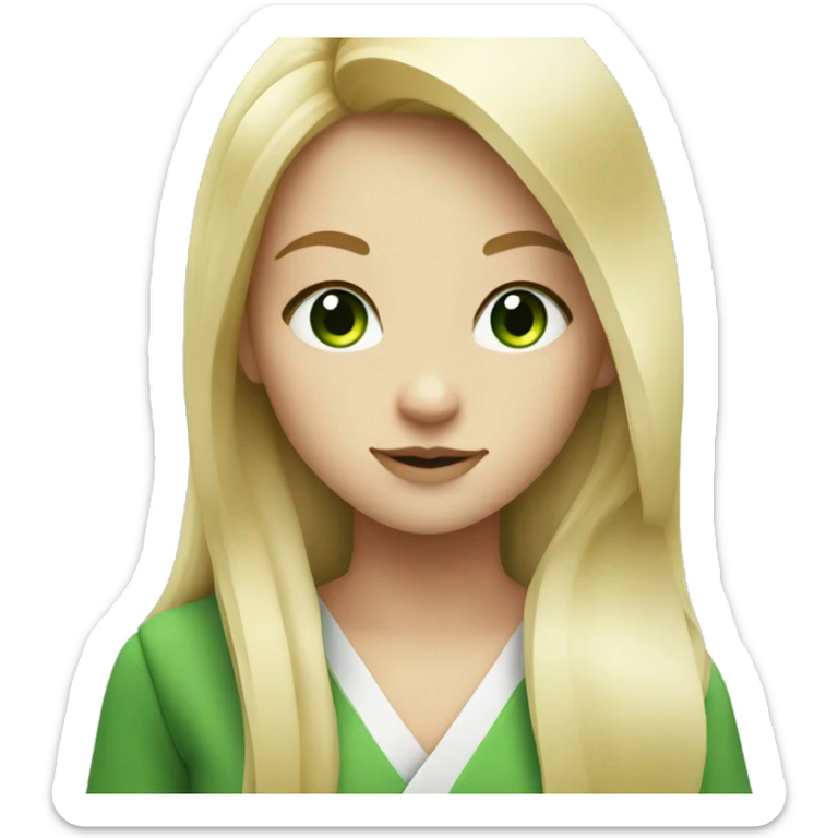 Blonde Long hair girl green eyes eating sushi sticker