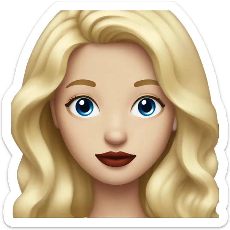 girl long blonde hair blue eyes and red lipstick  sticker