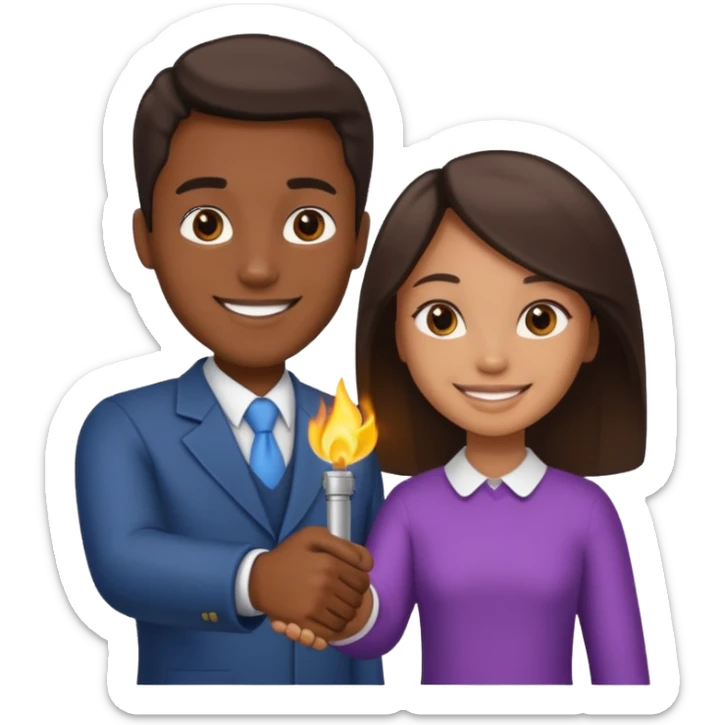 A man and a girl shaking hands, one with darker skin and one with lighter skin sticker