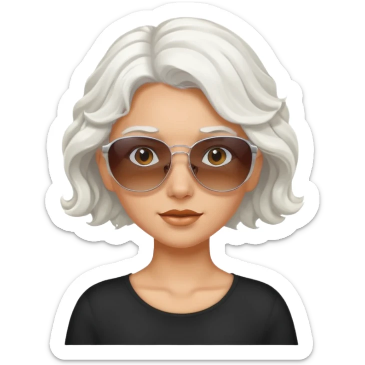 Tanned girl with wavy white hair and sunglasses on head sticker