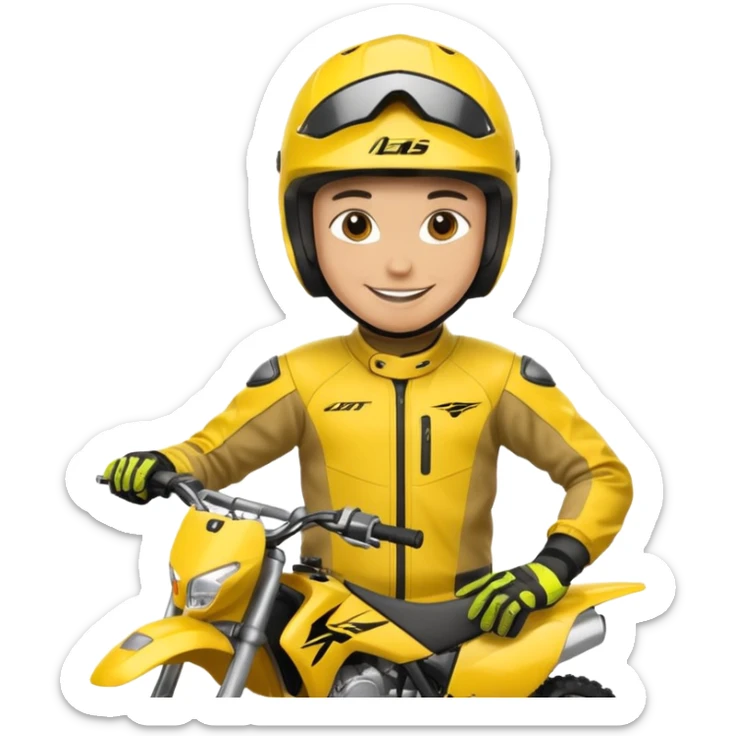 dirtbike rider in yellow gear signing autographs sticker