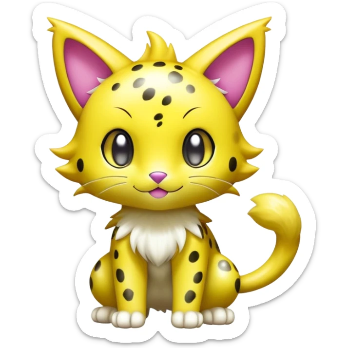 Shiny Sparkly Liepard-Skitty-Delcatty-Pokémon-Fakémon-hybrid-creature (full body) sticker