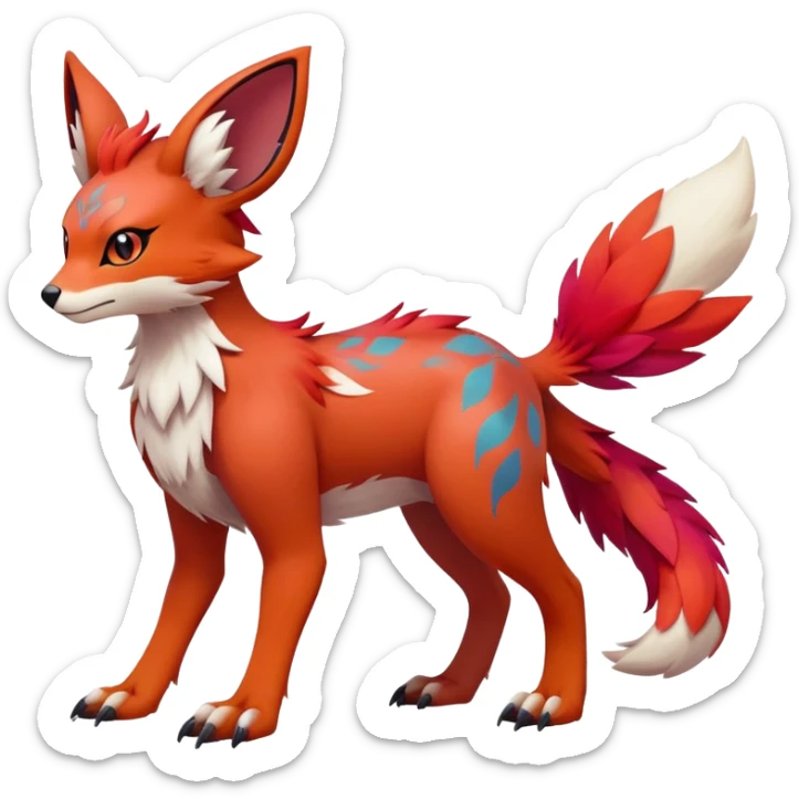 Falvie-Fionbri-fantasy-creature-Fakémon-Pokémon, full body, with markings sticker