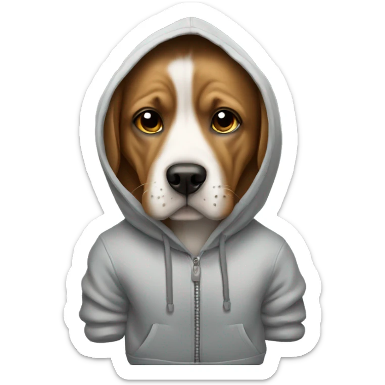 Dog wearing a hoodie sticker