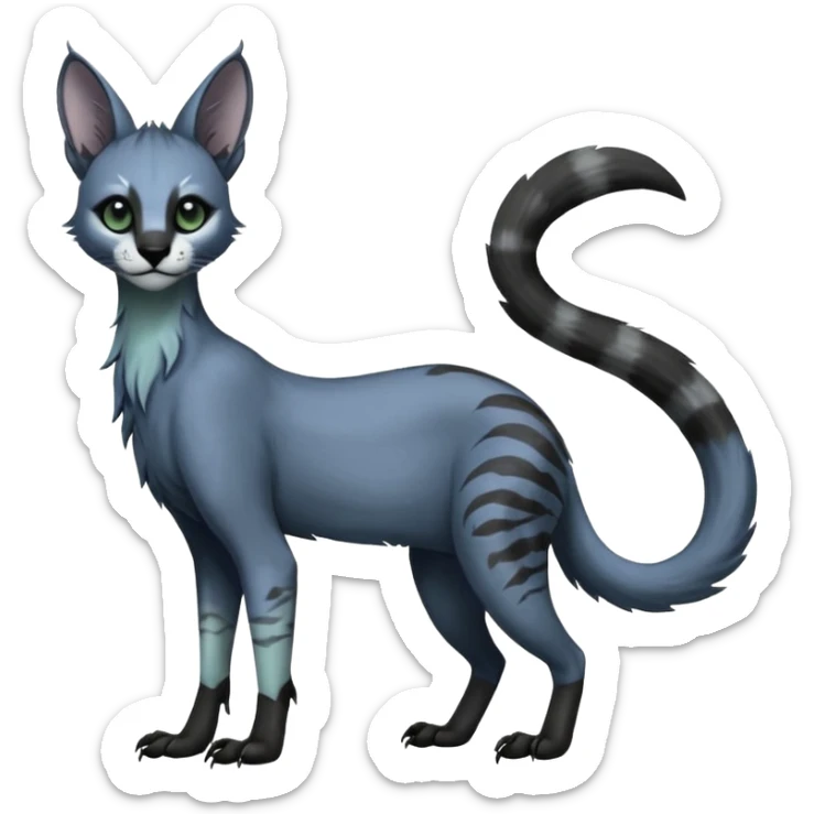 dark long-snouted evil foggy gloomy skeletal skully zombie-like swampy ghostly greyish dull spectral glorious divine exotic cute cool beautiful beautiful fantasy-caracal-civet-genet-sergal-vernid-Gryphon-Cacomistle-Trico-oncilla-animal-Fakémon-hybrid-fursona (full body) sticker