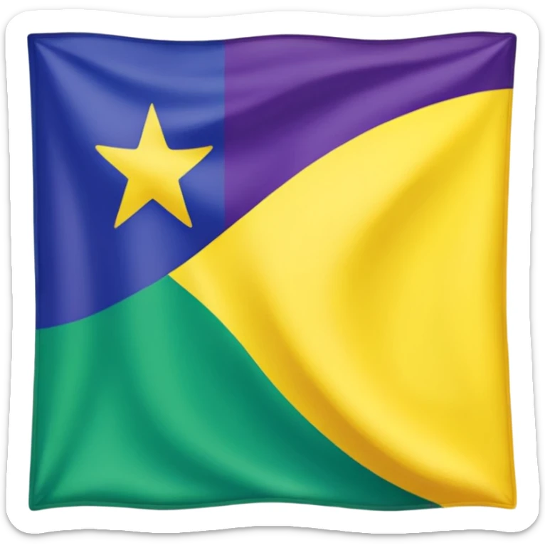 Bandera color azul amarillo morado y verde, seccionada en 4 partes iguales cuadradas sticker