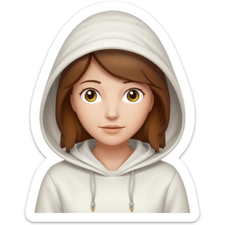 female bee keepers with brown hair, white outfit, white hood sticker