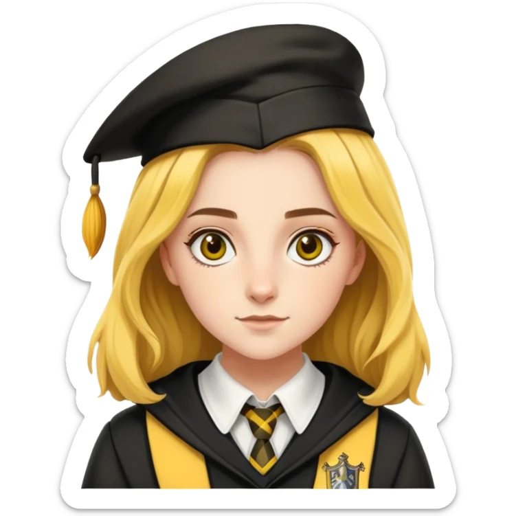 Charlotte Skeoch is hannah abbott in harry potter, wear hogwarts Hufflepuff uniform sticker