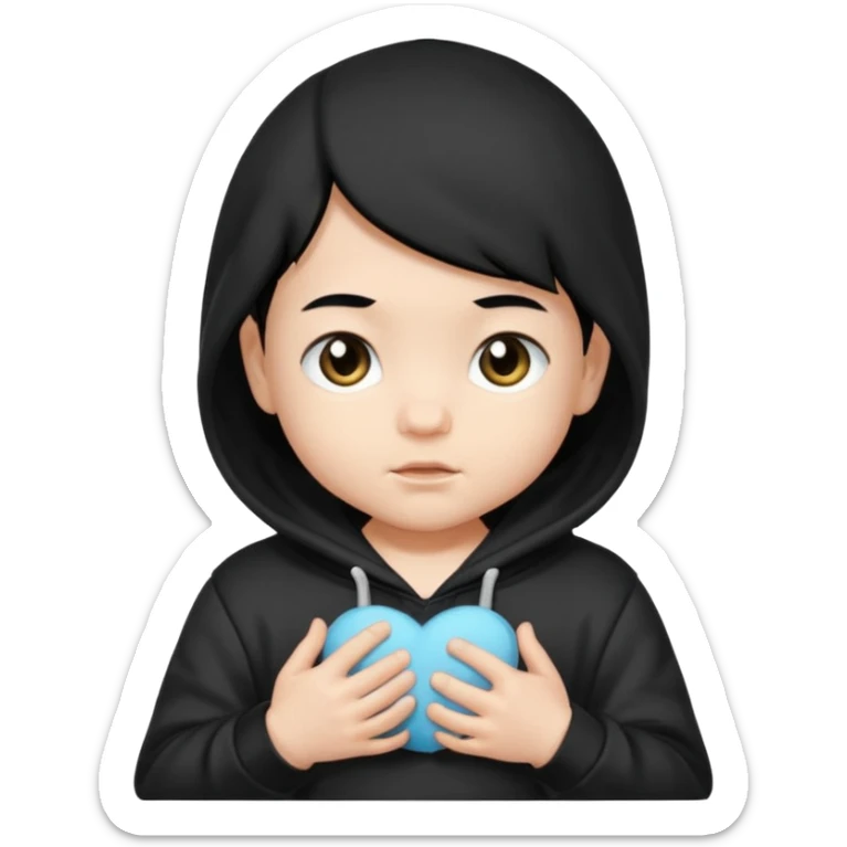 baby with black hair and black hoodie sticker