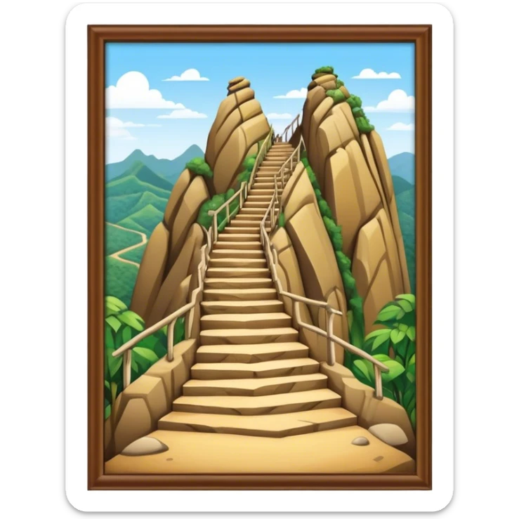 Guatapé Rock Landmark Emoji – Depicting the monolithic rock with its zigzagging staircase. sticker