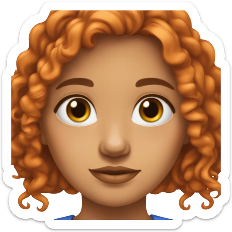 una chica con pelo naranja, pelo largo, con ojos azules y piel blanca y piercing nostril en la nariz sticker