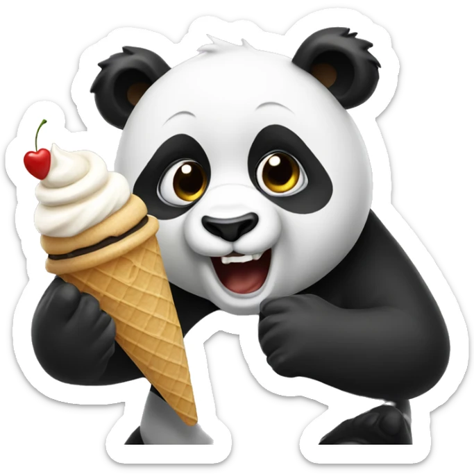 Panda eating ice cream sticker