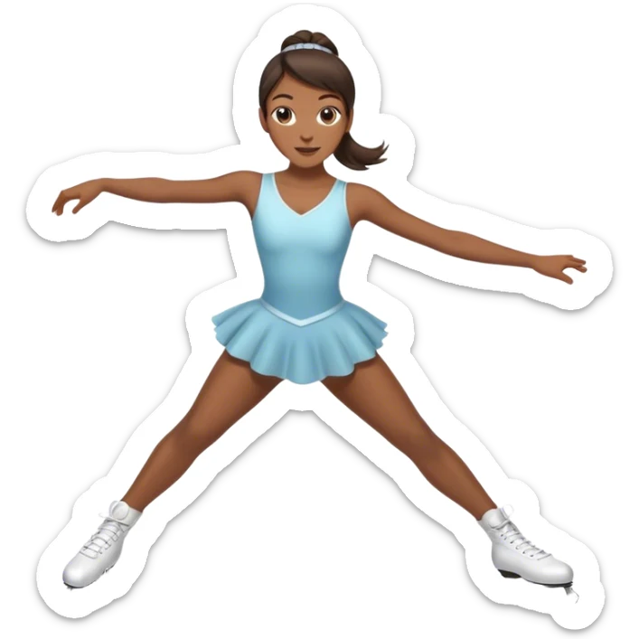 Ice skater with brown skin and brownish blackish hair in a ponytail skating gracefully  sticker