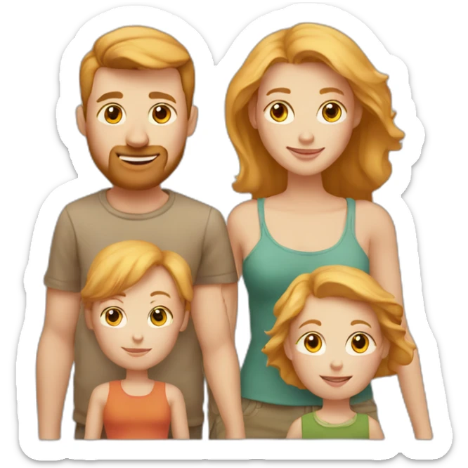 White Family with 3 kids, 2 girls and 1 son,  1 blonde father blind and mother ginger  sticker