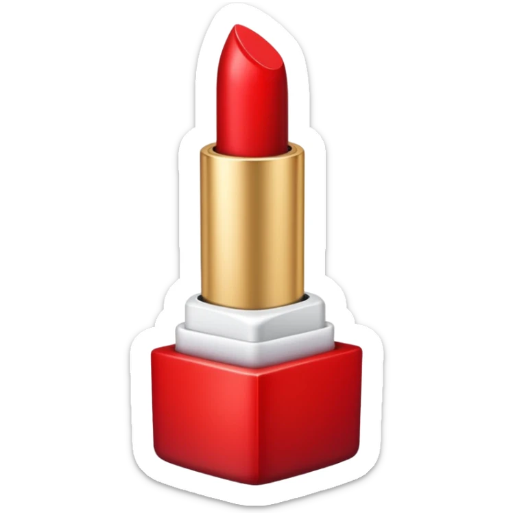 Generate a high-quality emoji of a generic red lipstick, classic tube shape, realistic color and shading, smooth gradient colors, no facial features, no brand markings, simple white background, high-resolution.
 sticker