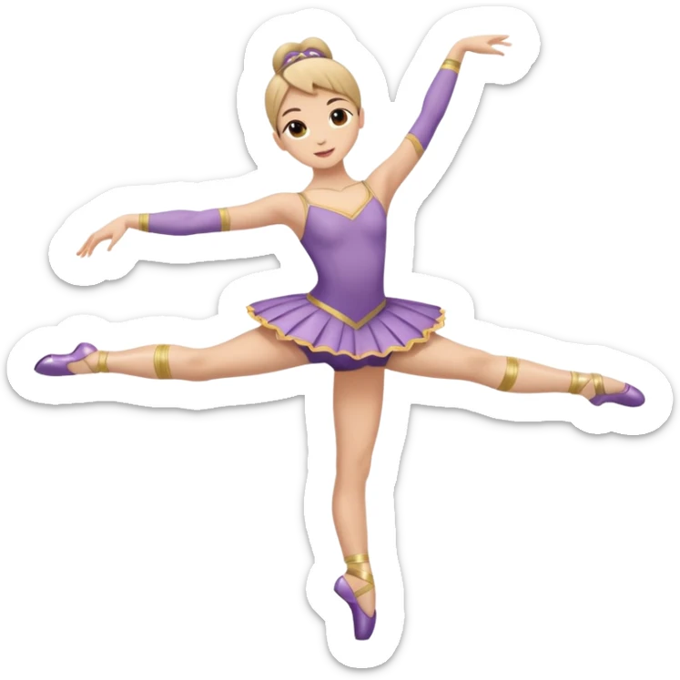 Una chica con vestuario de bailarina con las piernas flexionadas, el dedo índice en la boca, el tren superior inclinado hacia la izquierda y con la cadera proyectada hacia la izquierda sticker