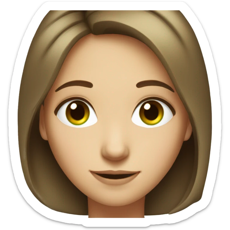 smiley woman face with short brown hair an green eyes sticker