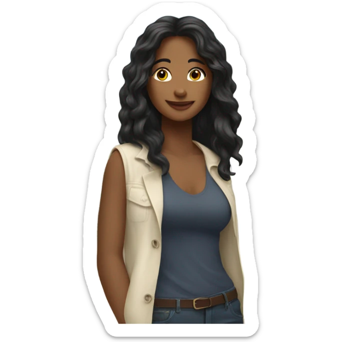 friends enjoying a sunny day mom with dark long hair  sticker