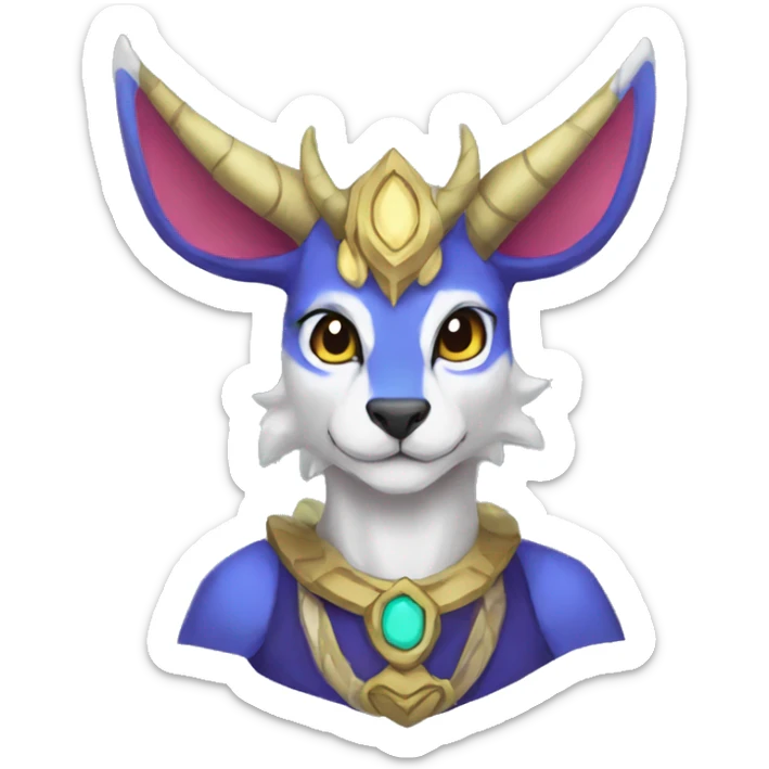 colorful anthro horned Royal vernid fursona Fakemon sticker