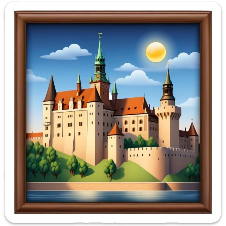Cinematic Realistic Wawel Castle Landmark Emoji, depicted with the historic royal castle rendered with intricate detail and dramatic, majestic lighting. sticker