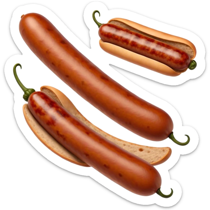 Chorizo Cinematic Realistic Chorizo Dish Emoji, depicted as a single, perfectly spiced sausage, rendered with rich textures and dynamic, appetizing lighting. sticker