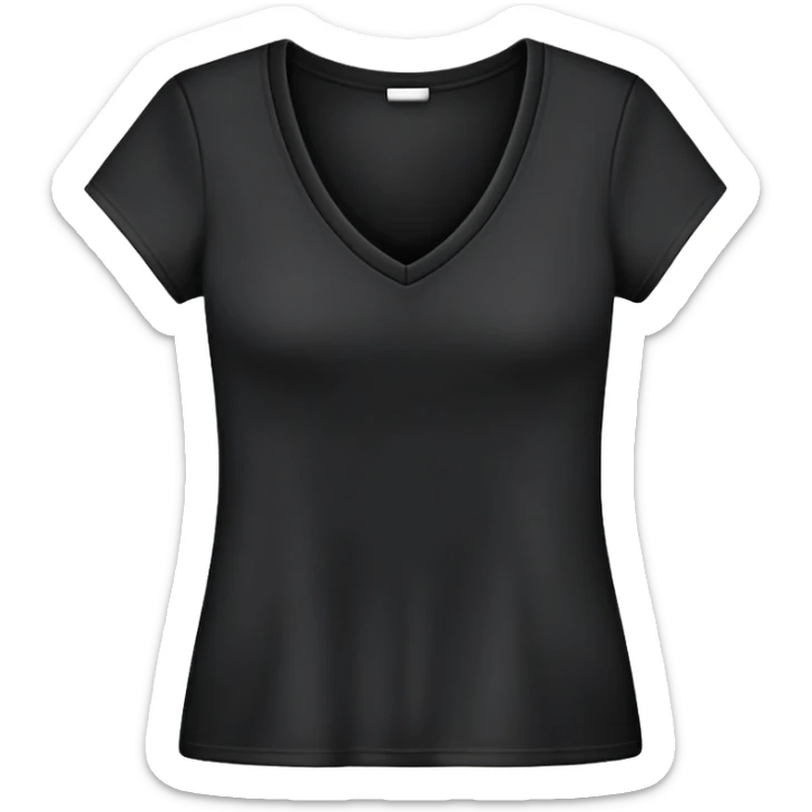 black women's V-neck t-shirt, fitted feminine cut, only the garment, no human form, simple clothing item on white background sticker