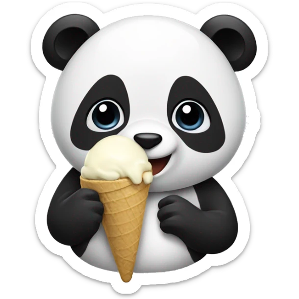 Panda eating ice cream sticker