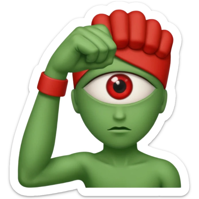 W or L has the appearance of two letters that are combined together, or next to each other. An eye is plastered on each letter, and are attached to legs. The W is green, while the L is red. W’s hand is curled tightly into a fist, and L’s hand is posed in an “L” shape. sticker