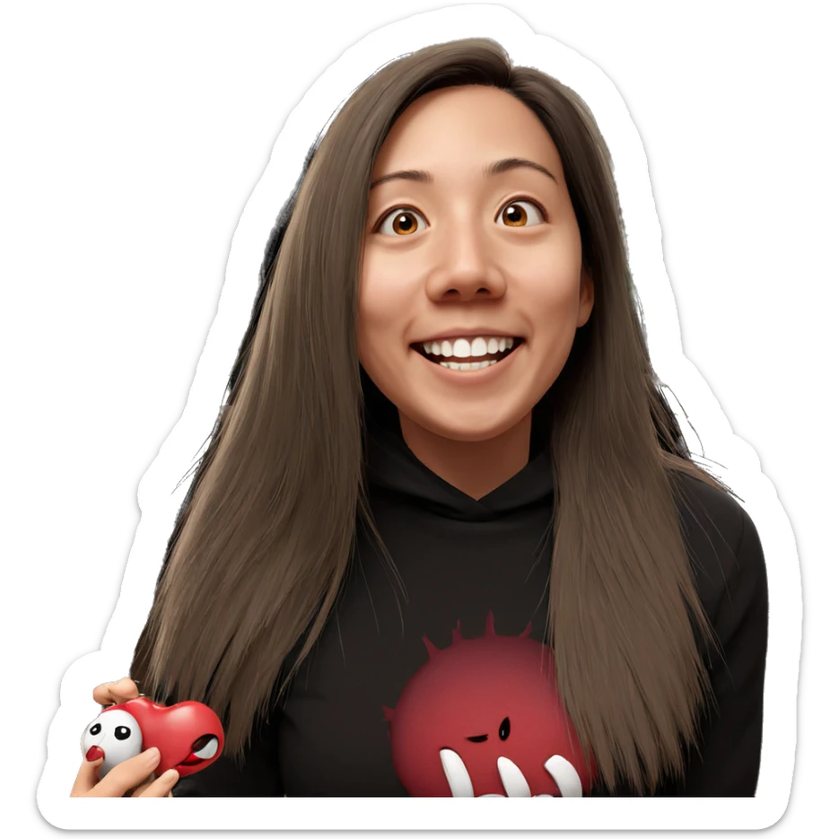 smiling girl in horror setting sticker