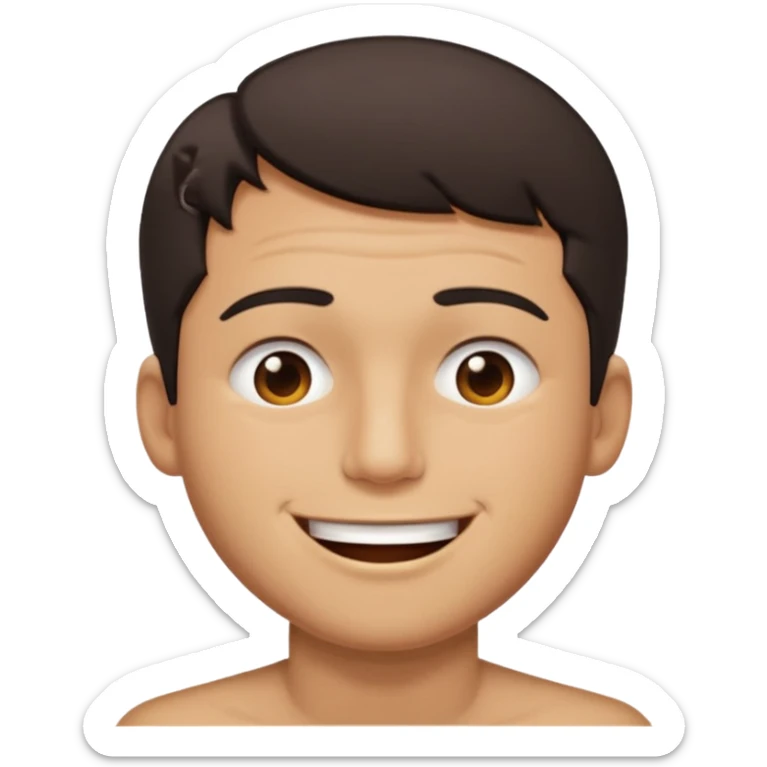 A male with closed relaxed eyes but the mouth it looks like it trying to hold in laughter sticker