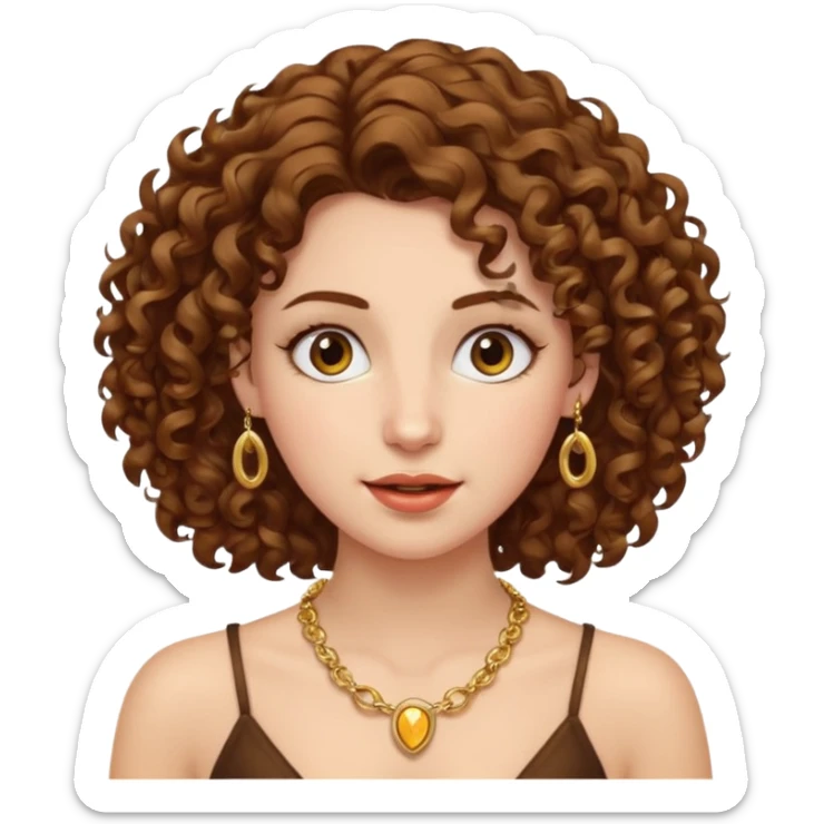Female with Gold Necklace, fair skin,curly hair, different expressions. sticker