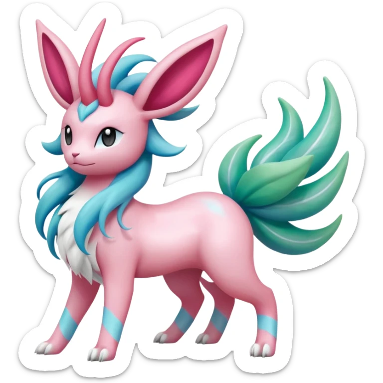 Shaymin-Sylveon-Suicune-Milotic-Amaura-Pokémon-Fakémon-fusion, full body sticker