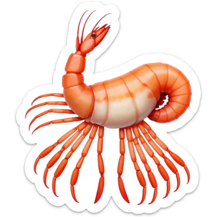 a body where the top half is a shrimp and the bottom half is a goat's legs and hooves sticker