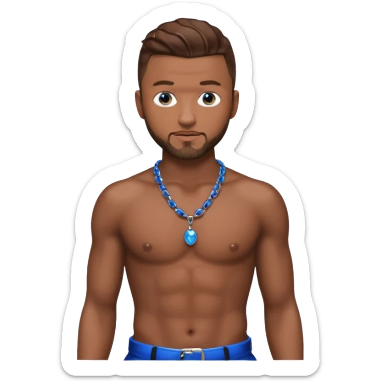 Justin Timberlake with brown hair, latex black baggy pants, shirtless with necklace, blue eyes  sticker