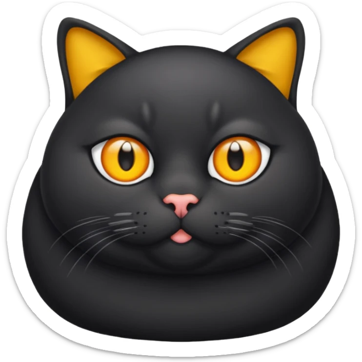 Un gato negro gordito con los ojos de color amarillos sentado sticker