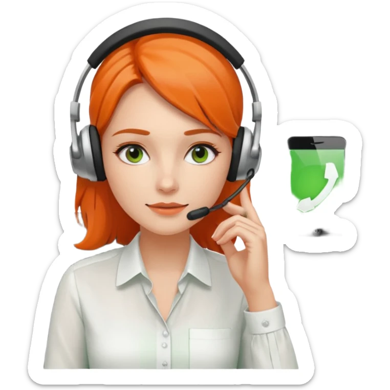 a woman sitting in the office, wearing a blouse and a headset. she is controling the limits on screen. green = ok, orange = am Limit, rot = überschritten sticker