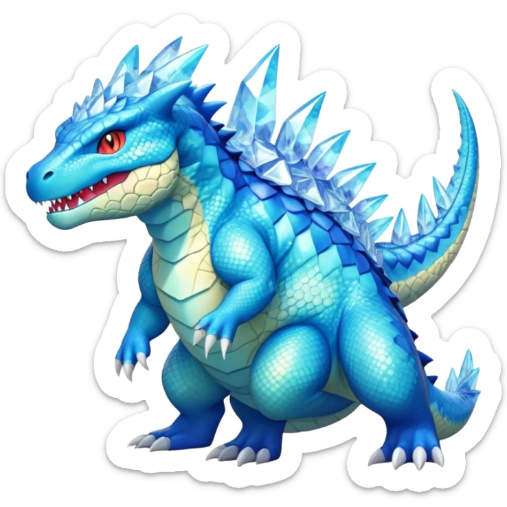Colorful Exotic Aurorus-Feraligatr-Amaura-Salamence-Fakémon-hybrid-creature (full body)  sticker