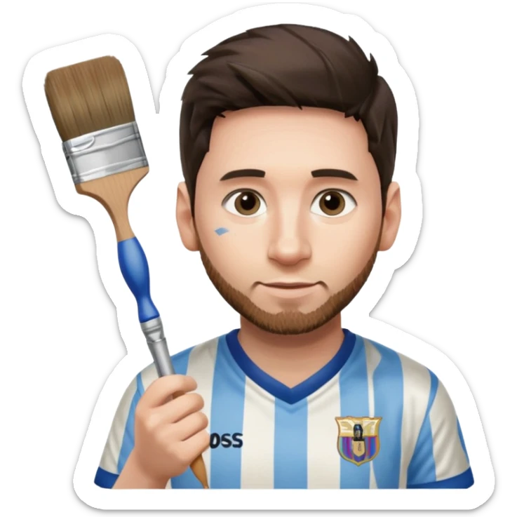 create an emoji of Lionel Messi in an Argentina shirt holding a paintbrush sticker