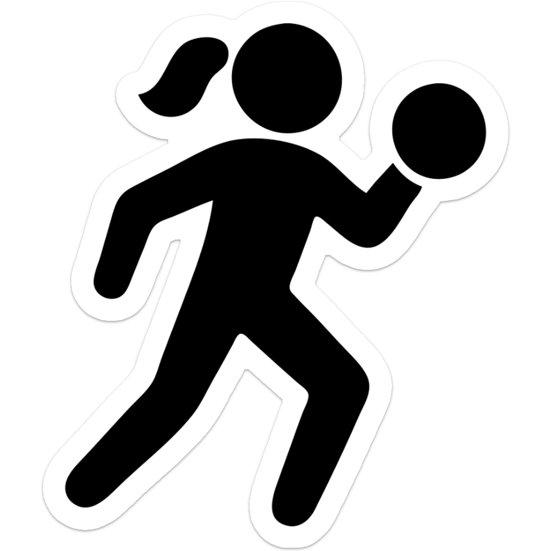 woman playing sports, confident, in action, flat color icon style, simple and bold shapes sticker