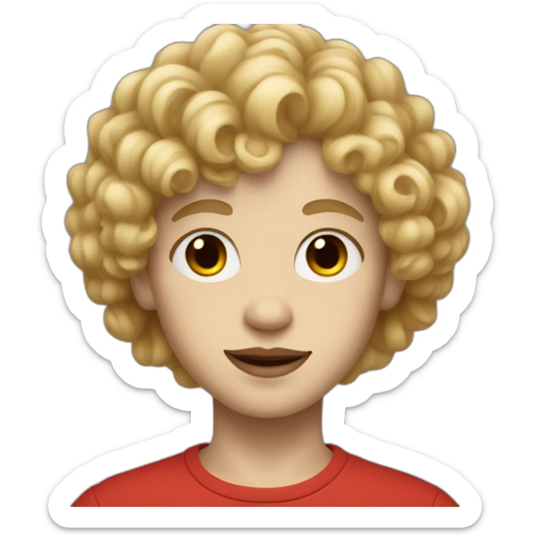 boy with blonde curly hair and brown eyes and white skin and red lips  sticker