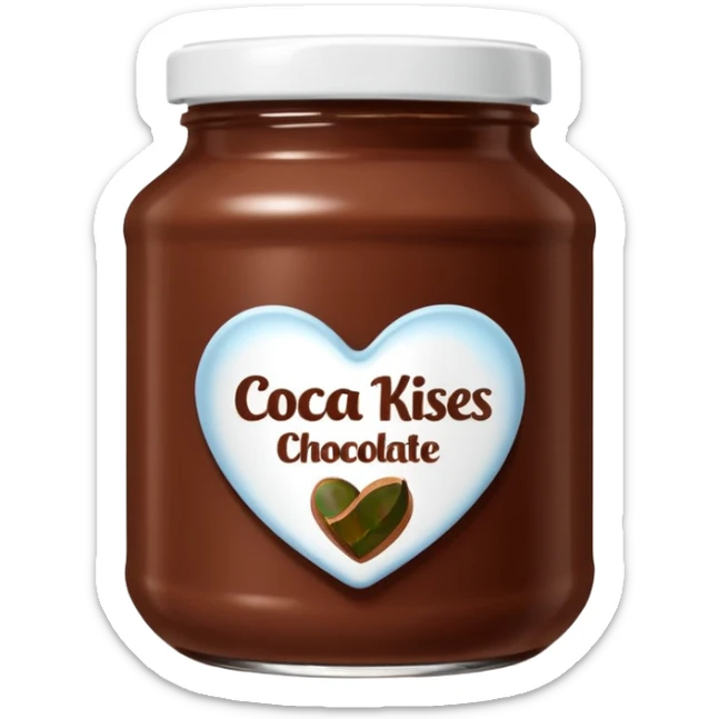 Jar of hazelnut chocolate spread and make the label say cocoa kisses with a white lid sticker
