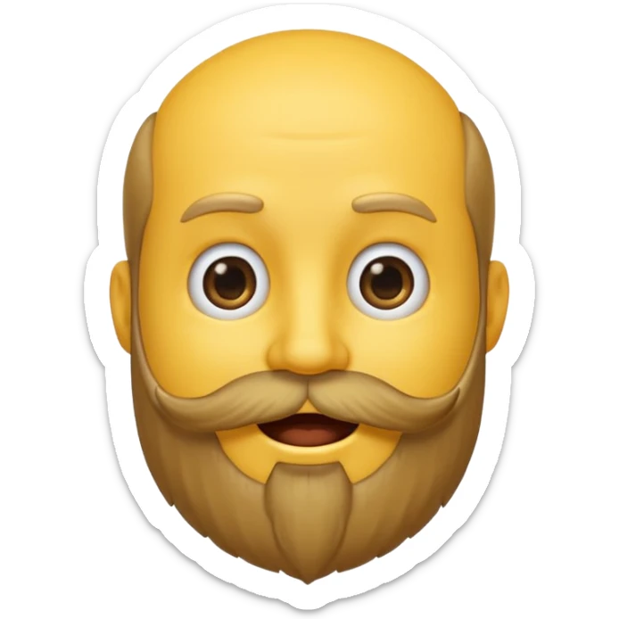 A yellow smiley emoji with a beard growing out of the top of his head sticker