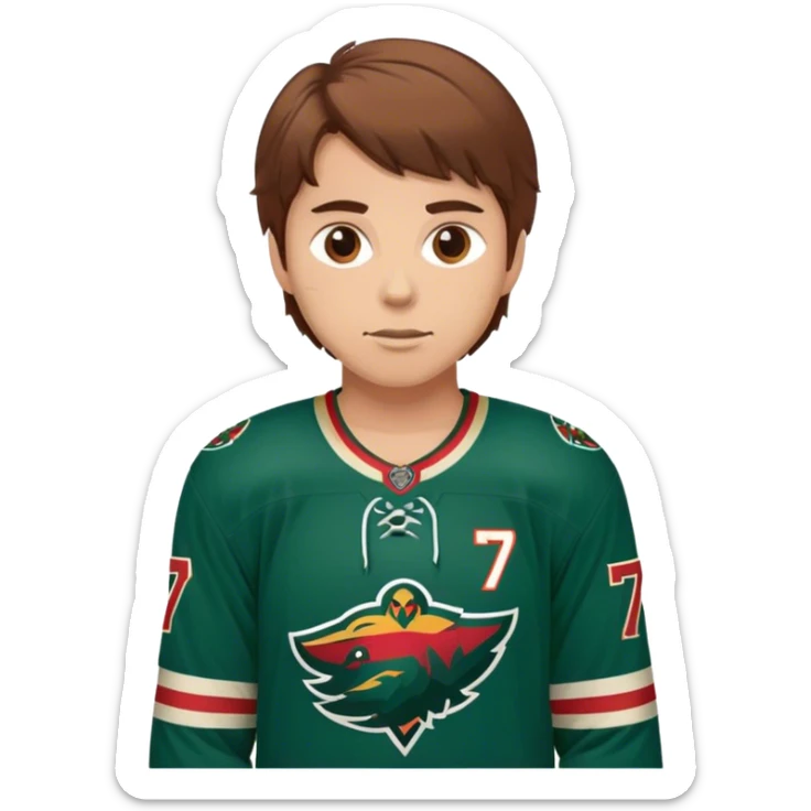 Minnesota wild hockey player #7 on jersey with faber on back and brown hair sticker