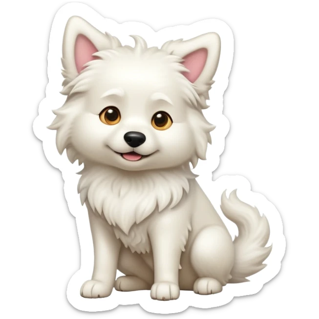cinematic-[ram]-realistic-full-body-sitting-emoji,-tail-flicking-lazily,-head-tilted-dramatically,-curly-[white]-fur,-simplified-yet-realistic-focused-features,-highly-detailed,-glowing-with-an-almost-sarcastic-glow sticker