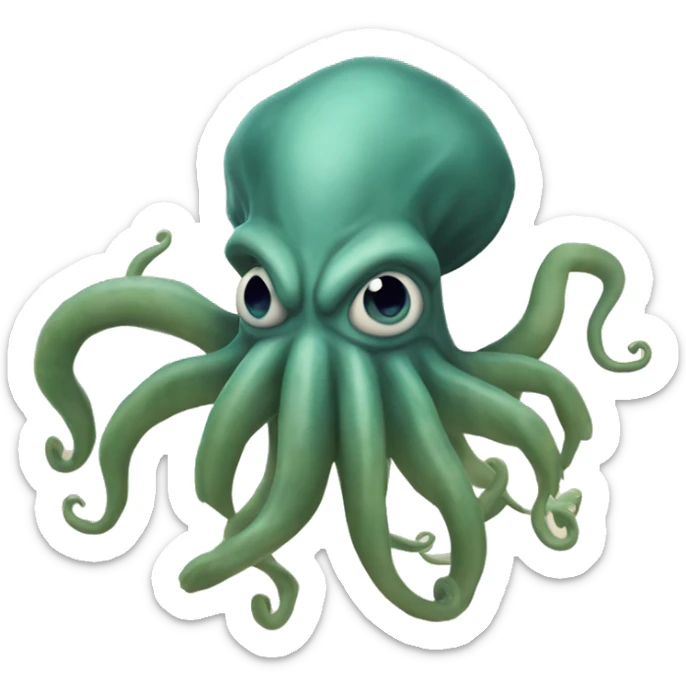 un kraken gigante con 8 tentáculos y ojos grandes sticker