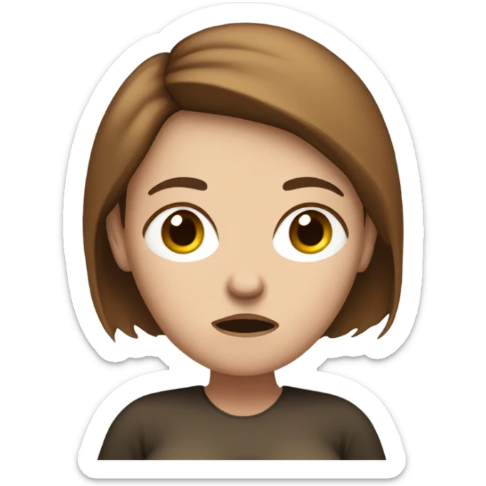 Uncomfortable and angry white pregnant woman with brown hair sticker