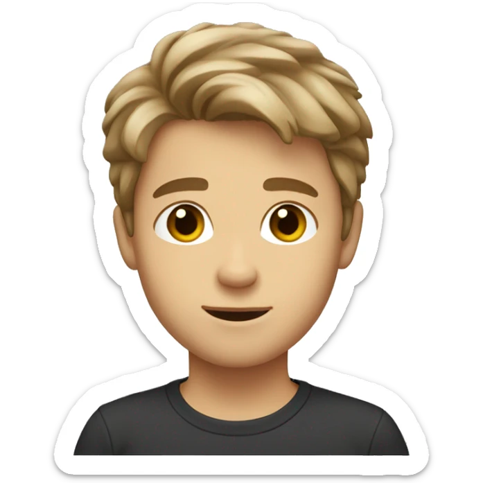 Danish boy with light brown hair, brown eyes and a little bit of scruff, tan sticker