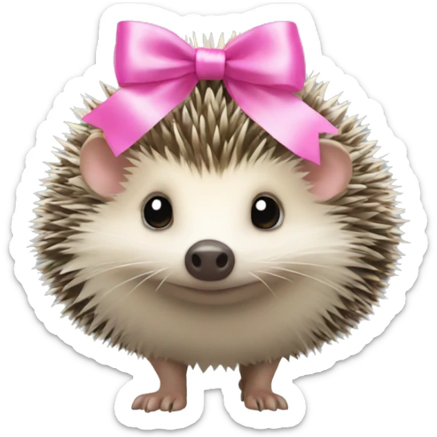 hedgehog with a pink bow sticker