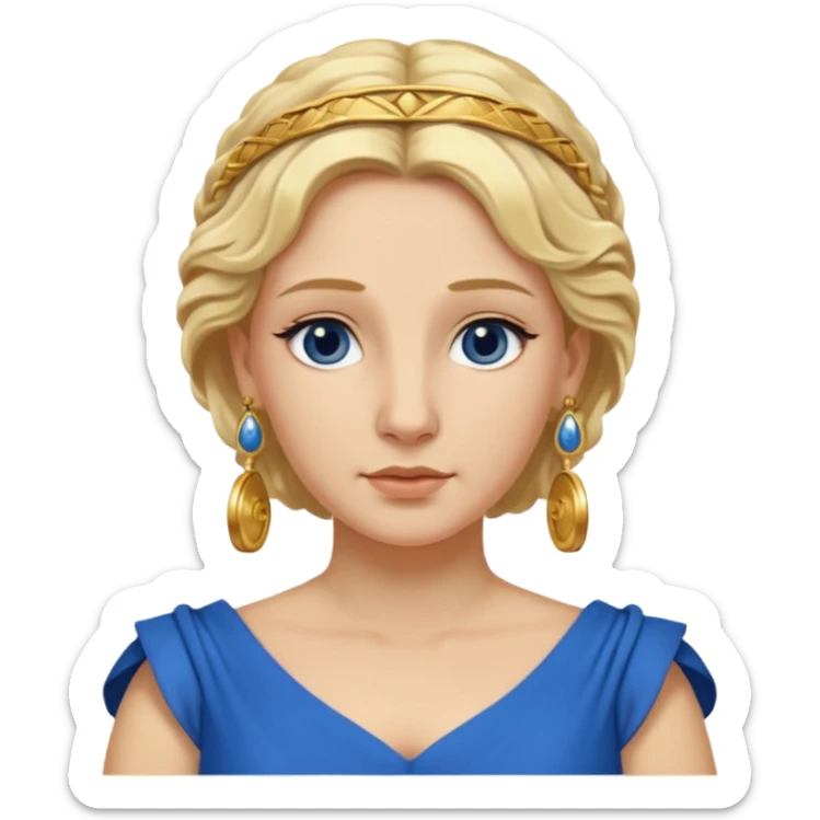 Ancient Roman woman with earrings and blonde hair, blue drees sticker